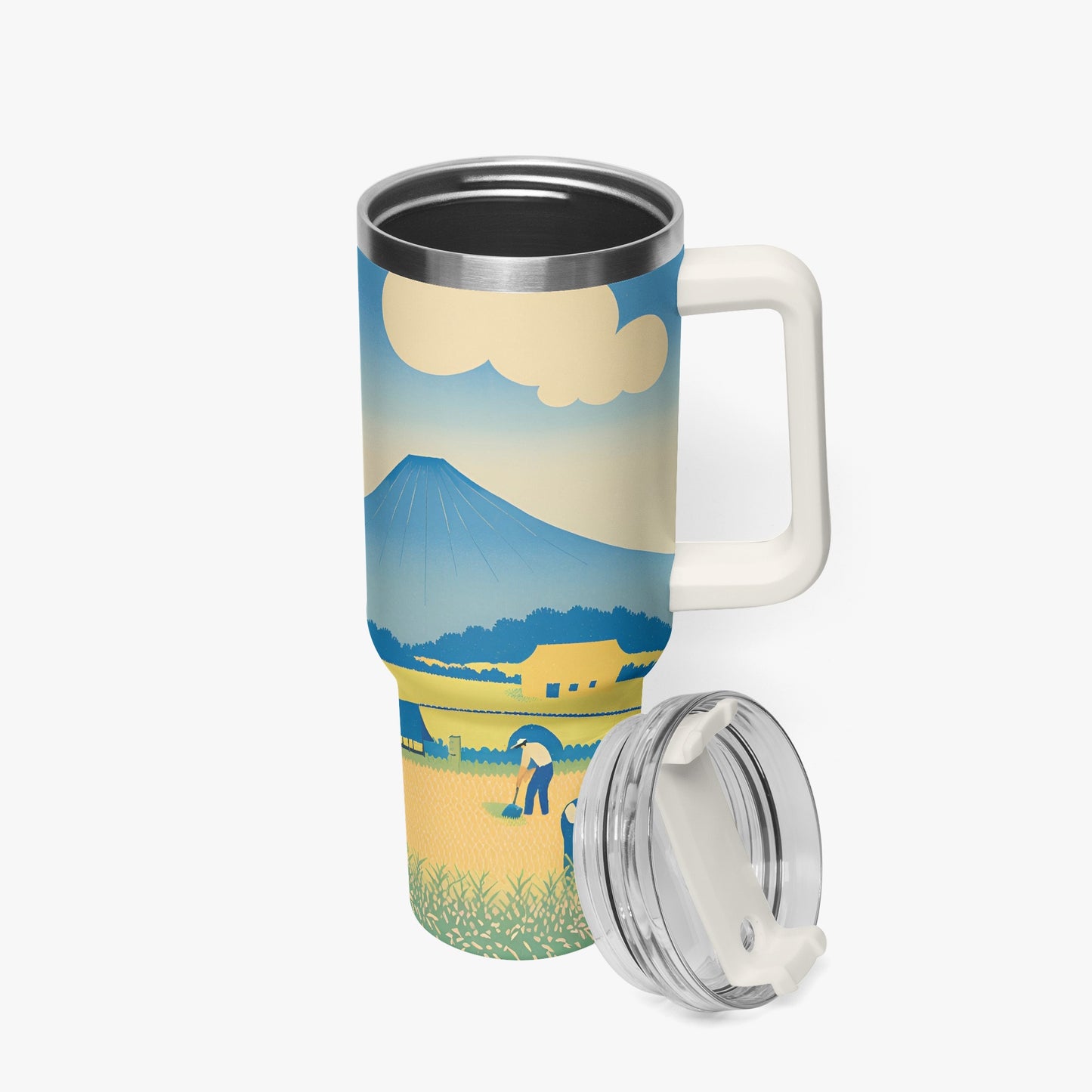 Golden Fields Tumbler Cup White Handle