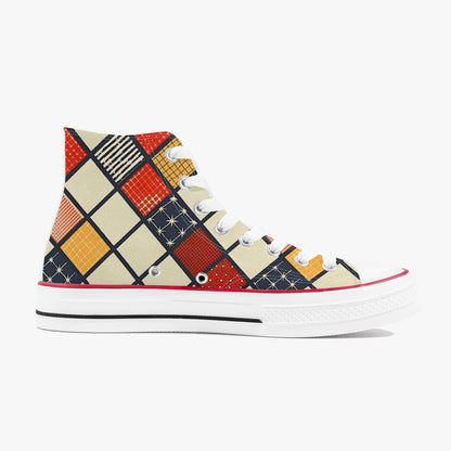 Colorful patterned sneaker on a white background