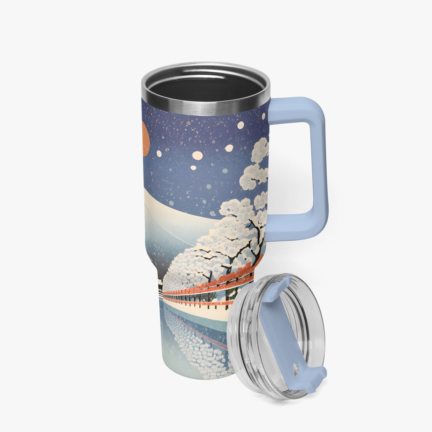 Winter Serenity Tumbler Cup light blue Handle