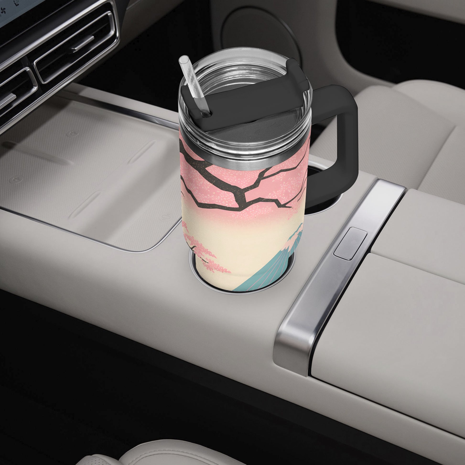 Fuji Dreams Car Tumbler Cup Black Handle