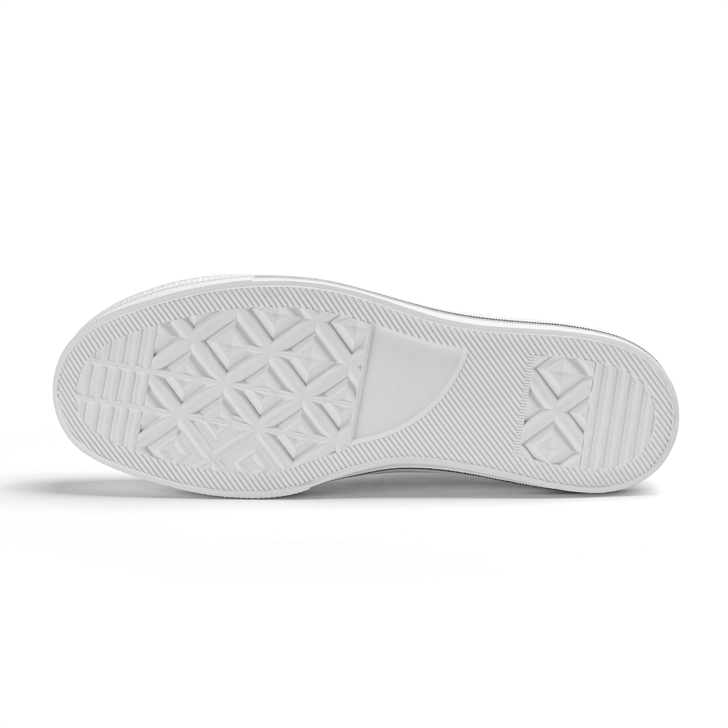 Black sneaker with white sole on a white background