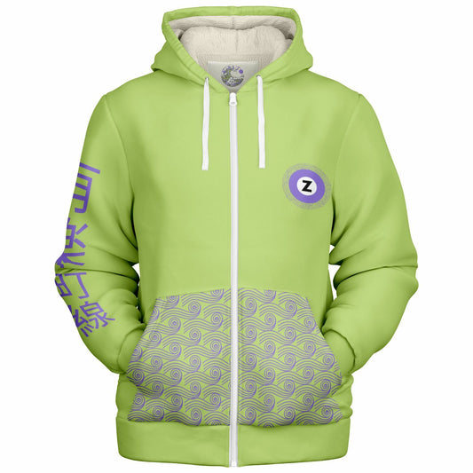 Hanzōmon Line Lime Green and Purple Hoodie Microfleece Ziphoodie