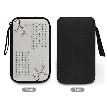 Japanese Kana & Cherry Blossom Tech Pouch - 