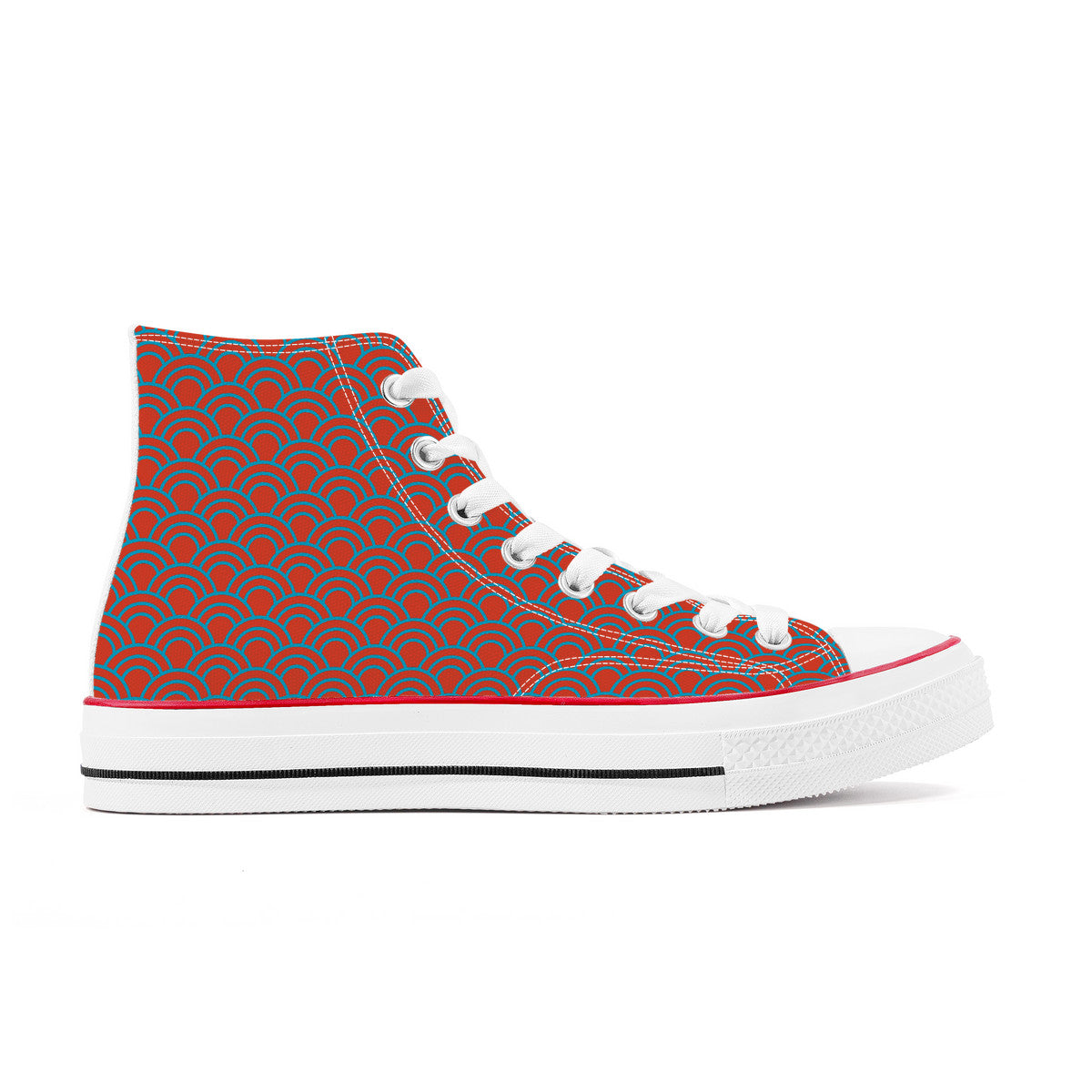 Tōzai Line High Top Canvas Shoes - Blue and Red