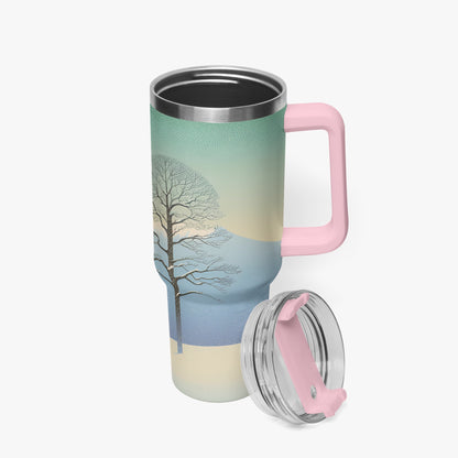 Winter's Solitude Tumbler Cup Pink Handle