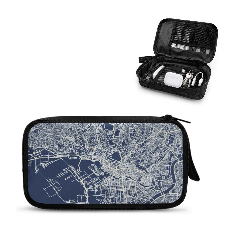 Blue Tokyo City Map Travel Tech Pouch - 