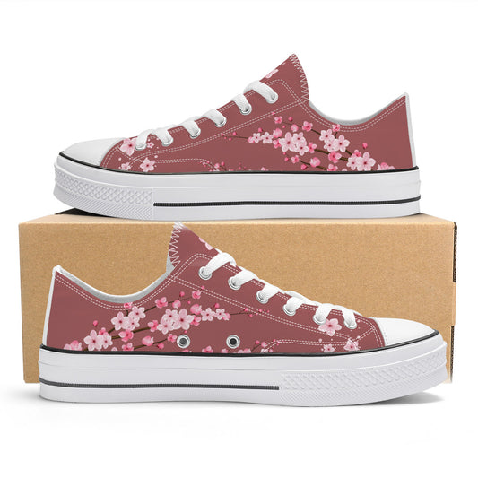 Burgundy Sakura Low Top Canvas Converse Style Shoes