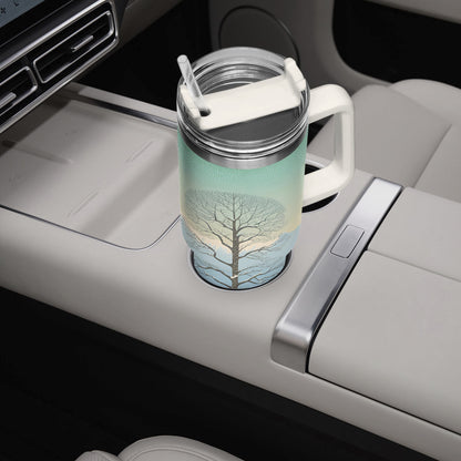 Winter's Solitude Tumbler Cup white Handle