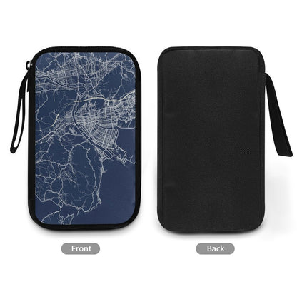 Blue Hiroshima City Map Travel Tech Pouch - 