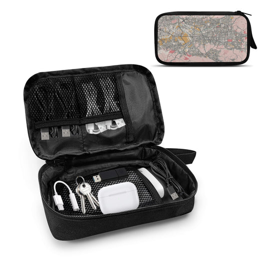 Pastel Kyoto City Map Travel Tech Pouch - 