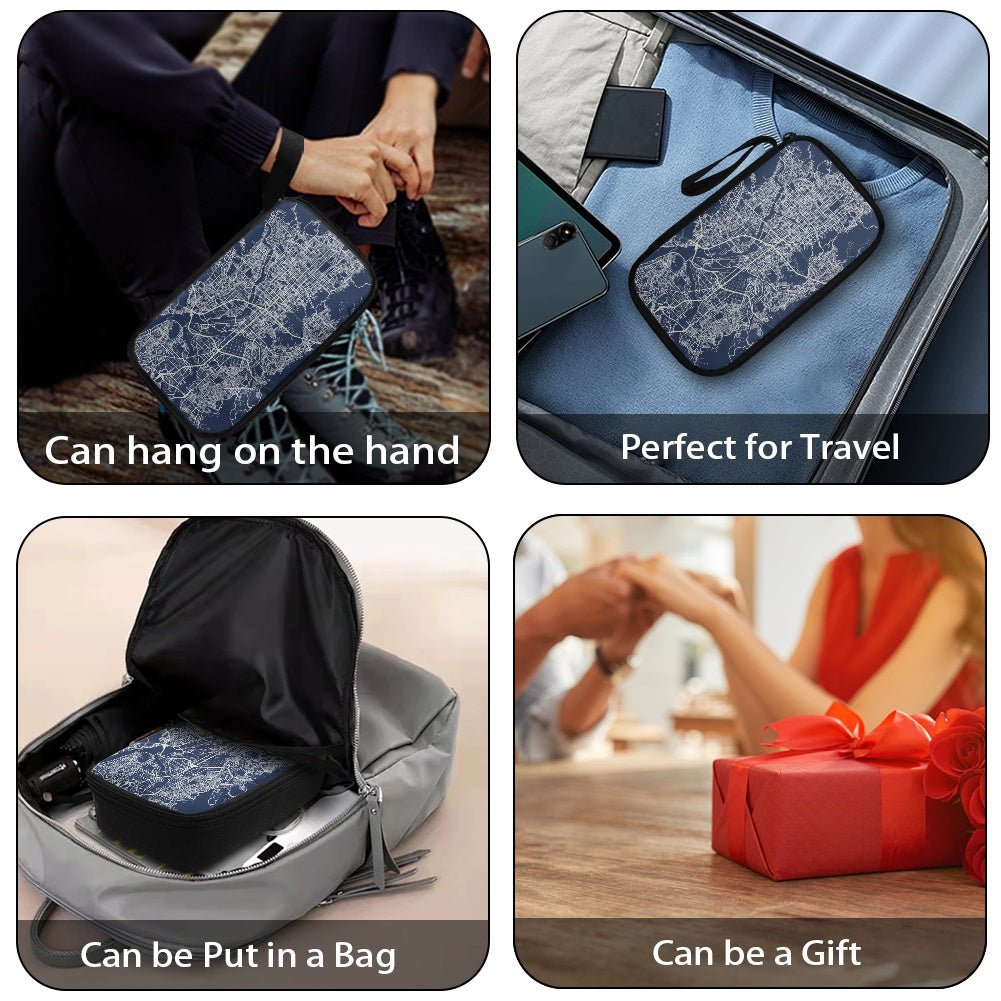 Blue Kyoto City Map Travel Tech Pouch - 