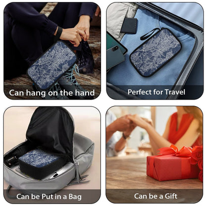 Blue Kyoto City Map Travel Tech Pouch - 
