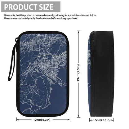Blue Hiroshima City Map Travel Tech Pouch - 