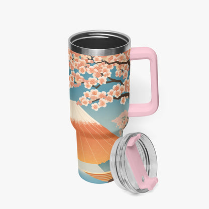 Cherry Blossom Majesty Tumbler Cup Pink Handle