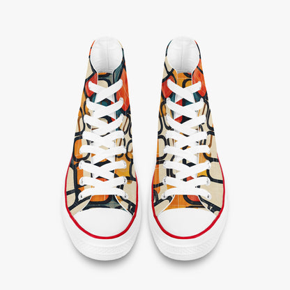 Colorful sneakers with abstract pattern on a white background