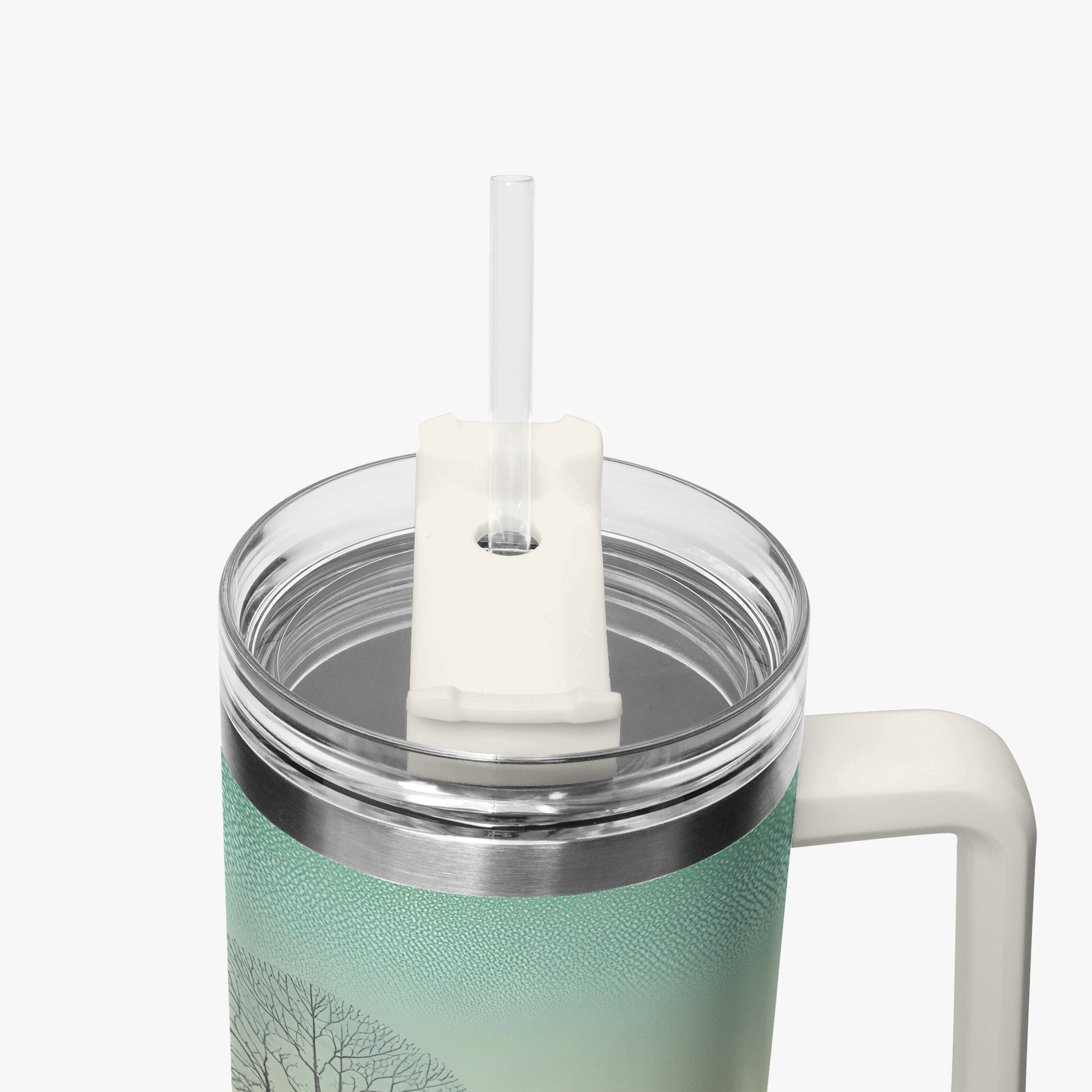 Winter's Solitude Tumbler Cup white Handle