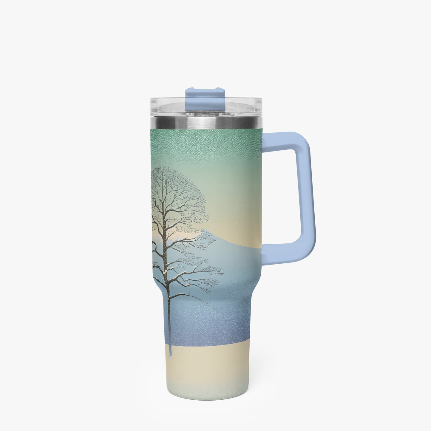 Winter's Solitude Tumbler Cup light blue Handle