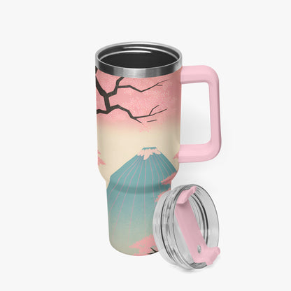 Fuji Dreams Car Tumbler Cup Pink Handle