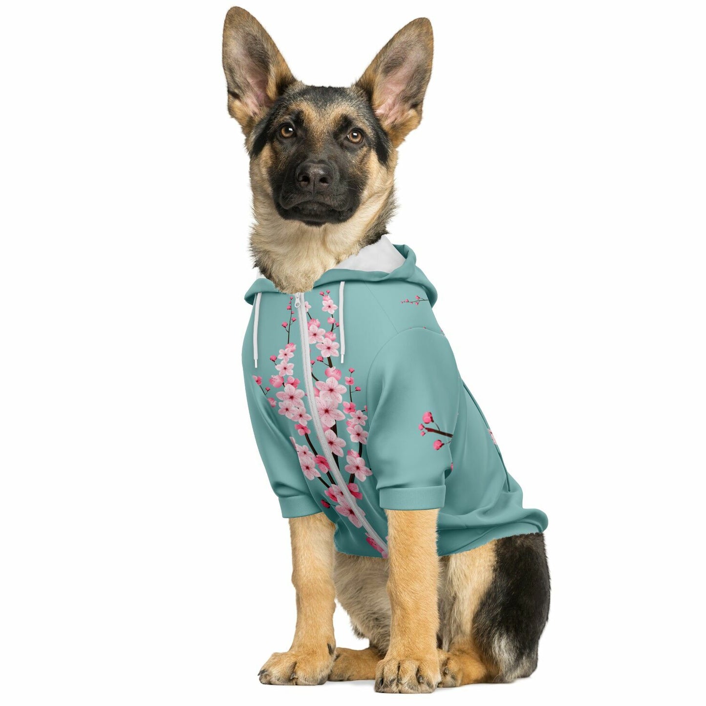 Blue Sakura Athletic Dog Zip-Up Hoodie