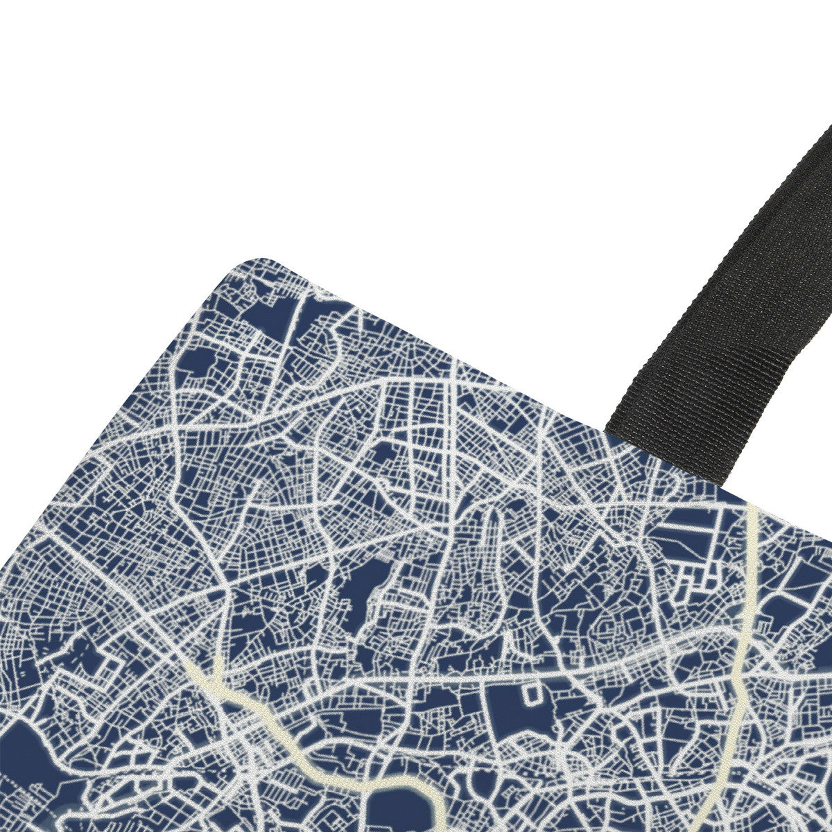 Map design on a product with a black strap