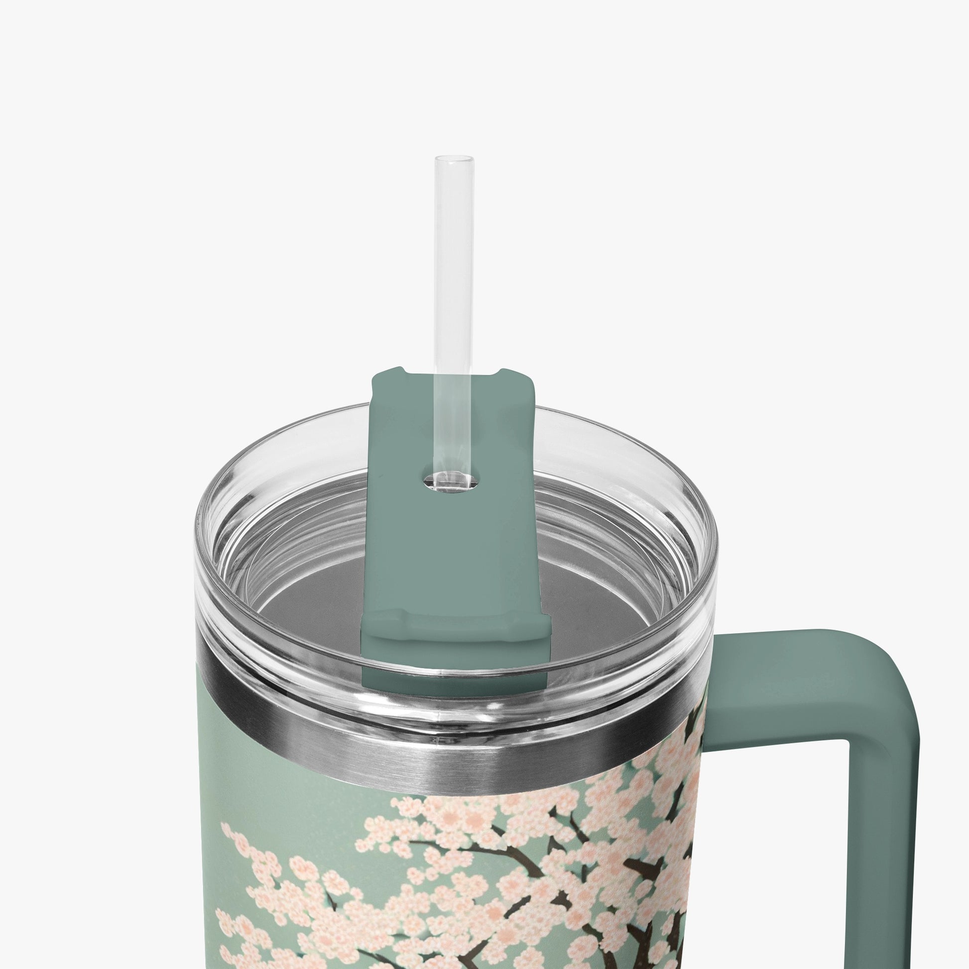 Spring Moon Tumbler Cup grey green Handle