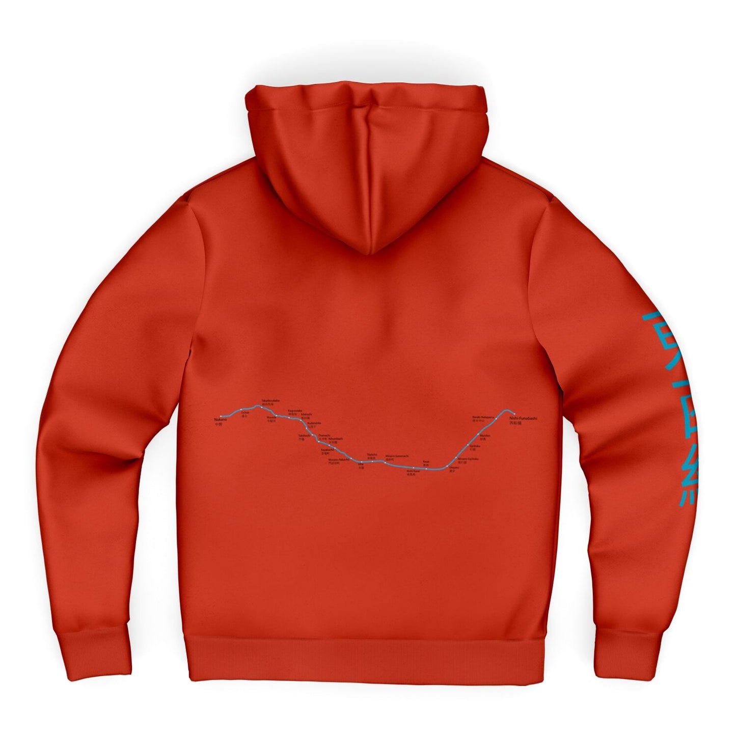 Tozai Line Ultra-Soft Microfleece Orange and Blue Zip Hoodie