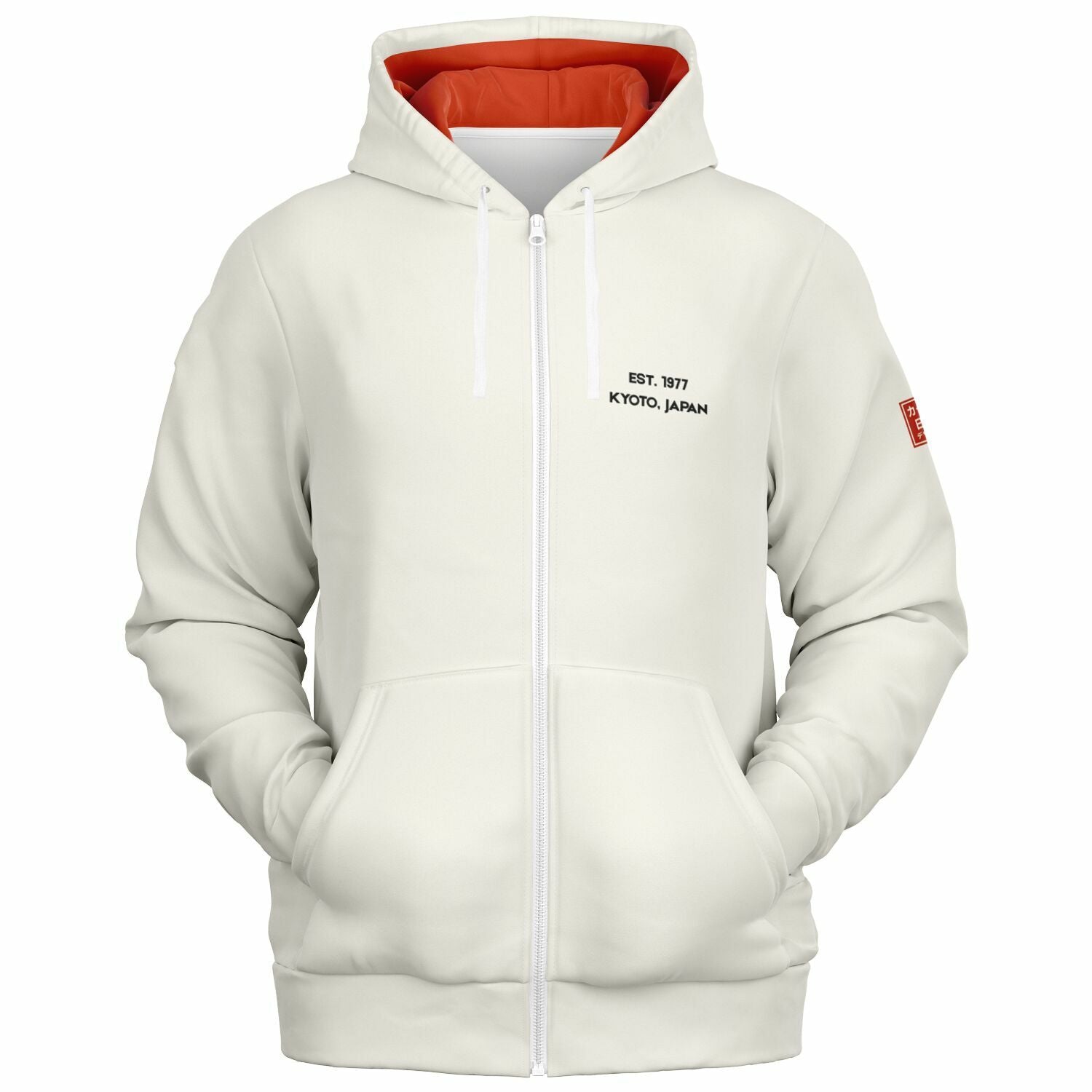 KAITO1977 Unisex Zip-Up Hoodie in a premium dark minimalist colorway featuring a clean Japanese stylized Pickleball Club crest on the chest.