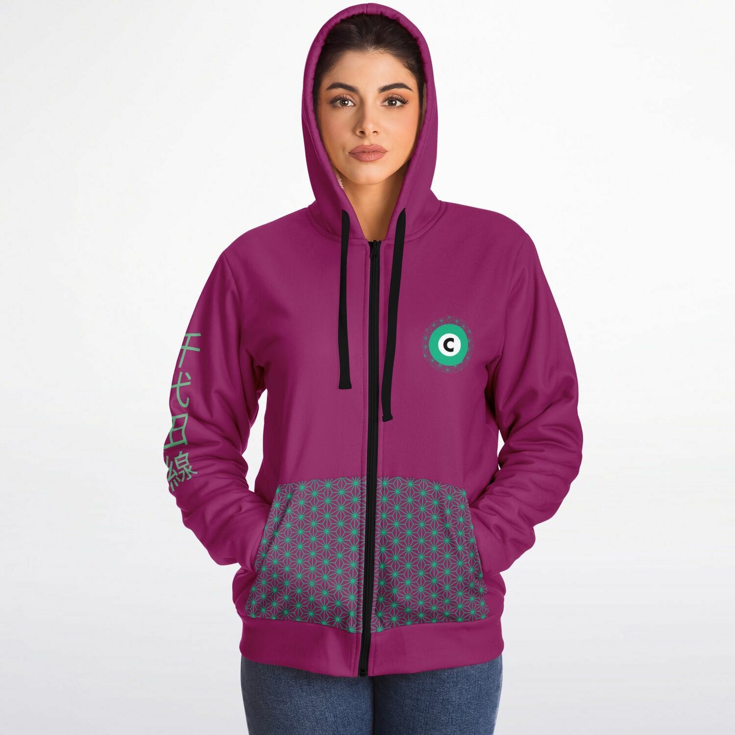 Chiyoda Line Purple and Green Hoodie Microfleece Ziphoodie