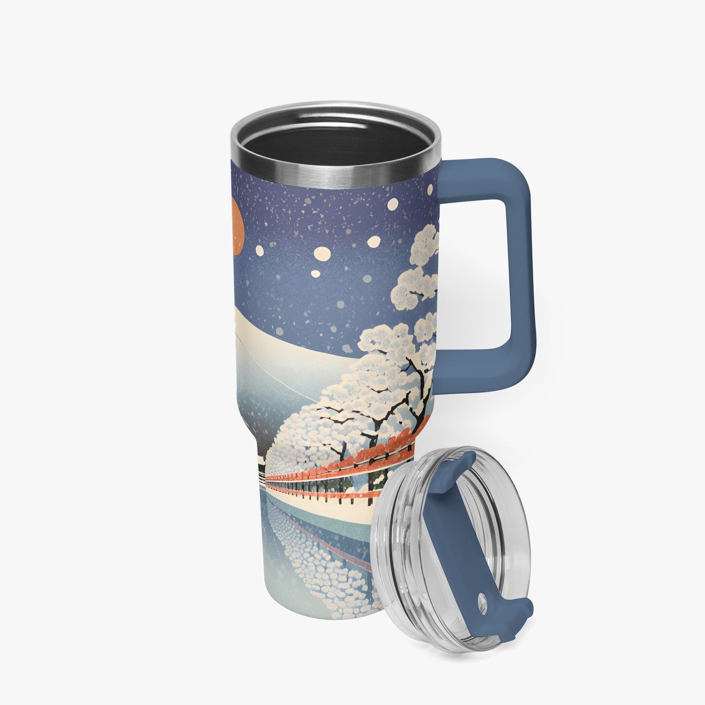 Winter Serenity Tumbler Cup Blue Handle