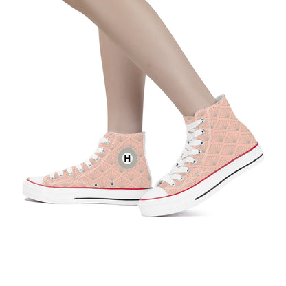 Hibiya Line High Top Canvas Shoes - Pink and Grey