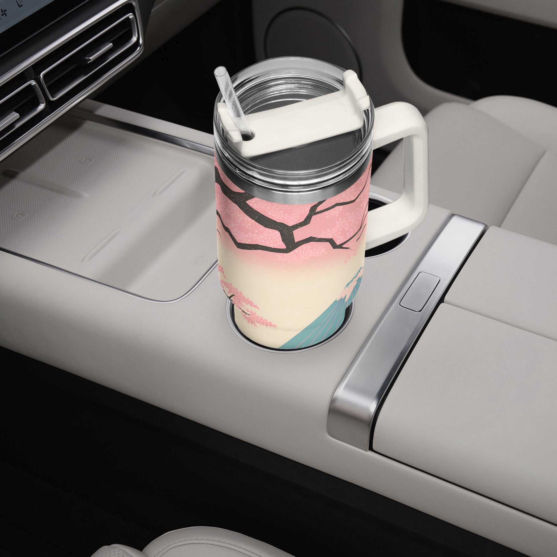 Fuji Dreams Car Tumbler Cup White Handle