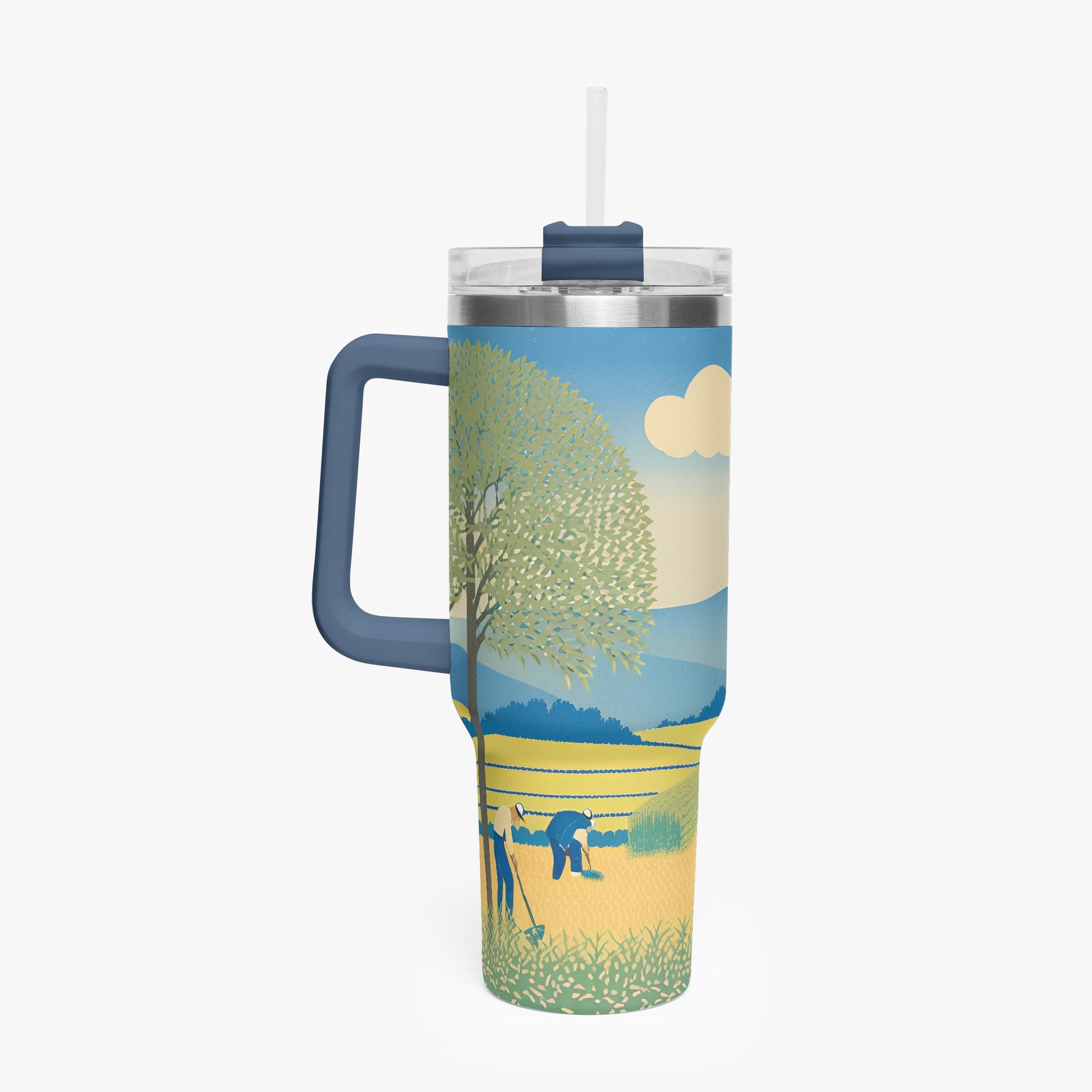 Golden Fields Tumbler Cup Blue Handle