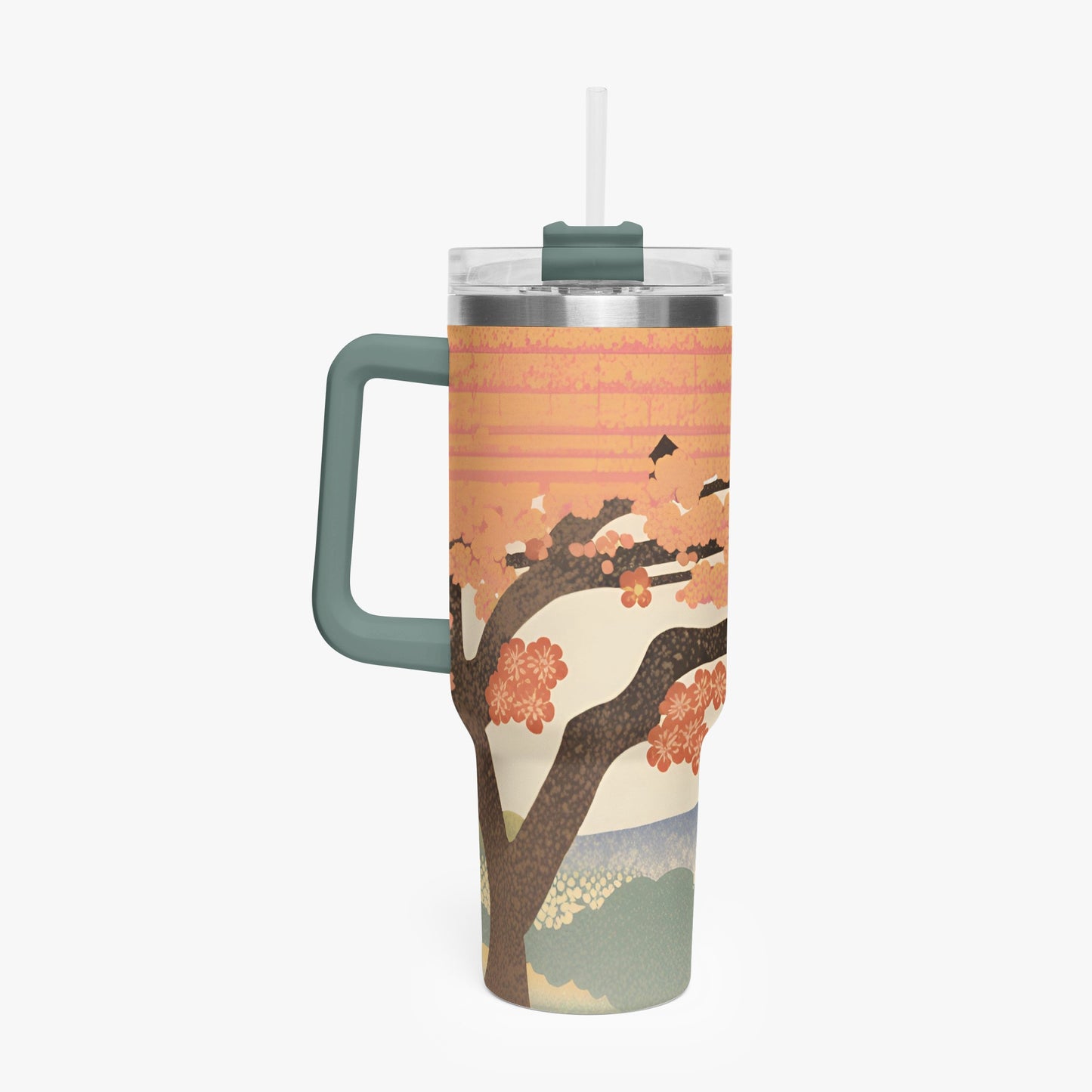 Sakura Sunrise Tumbler Cup Grey/green Handle