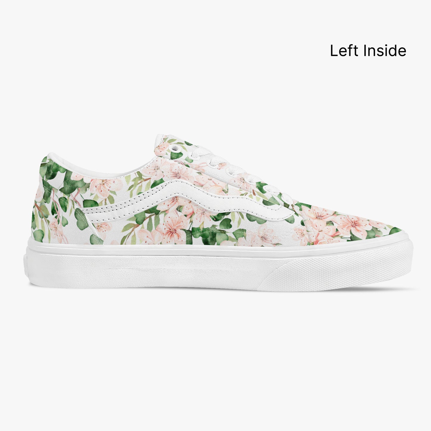 Floral-patterned sneaker on a white background