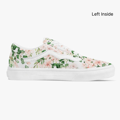 Floral-patterned sneaker on a white background