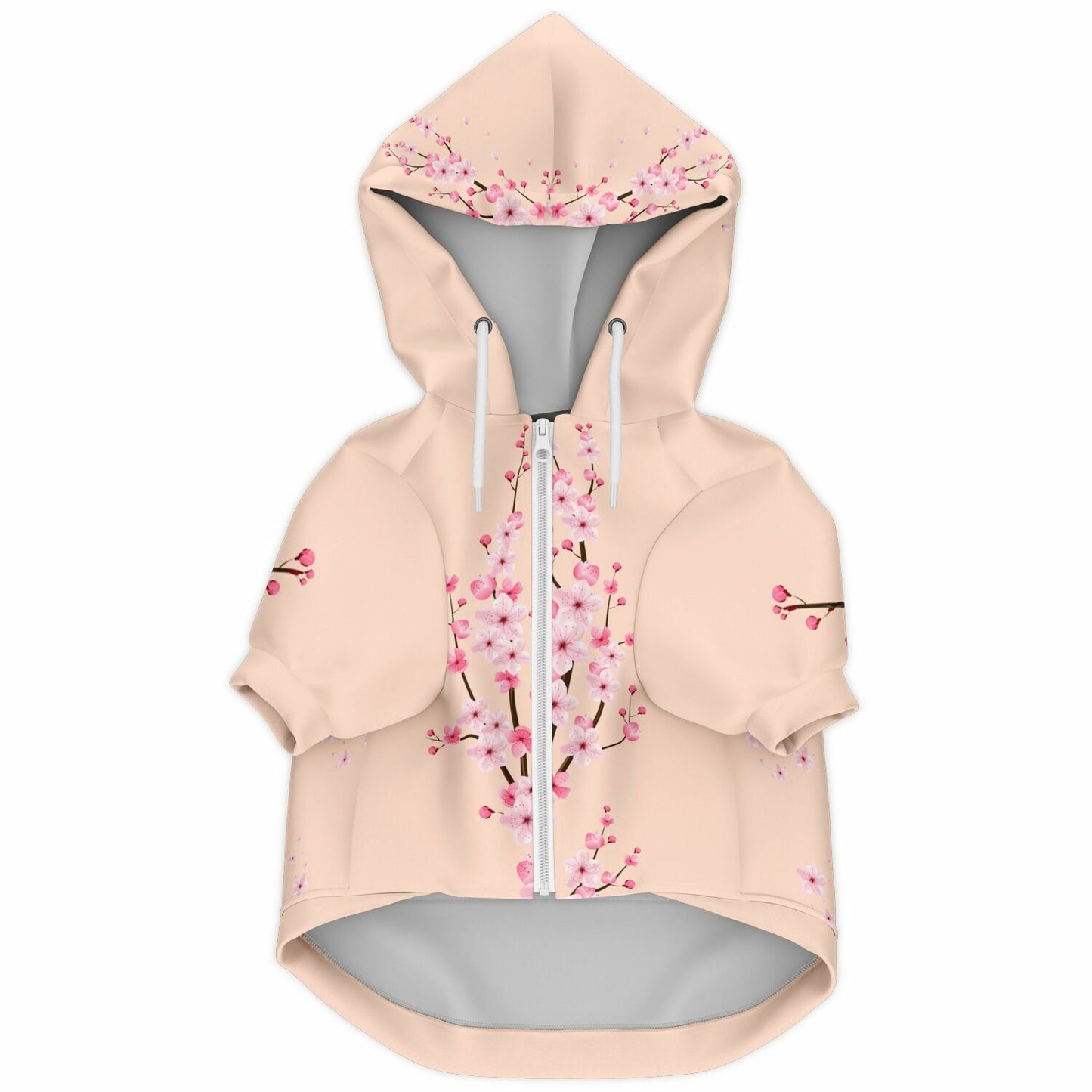 Light Pink Sakura Athletic Dog Zip-Up Hoodie