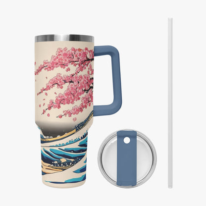 The Great Wave Tumbler Cup Blue handle