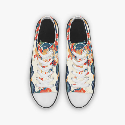 Colorful floral sneakers on a white background