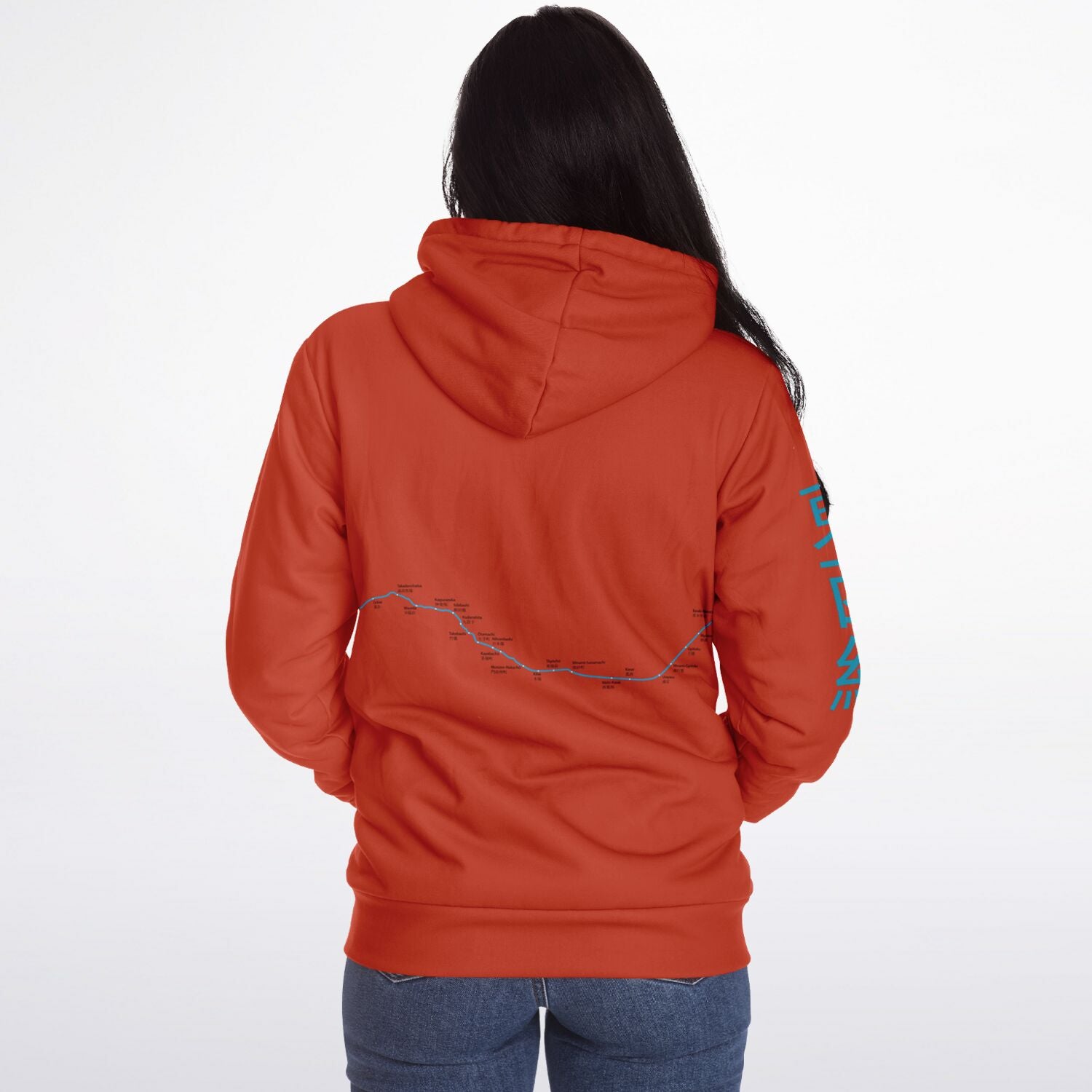 Tozai Line Ultra-Soft Microfleece Orange and Blue Zip Hoodie