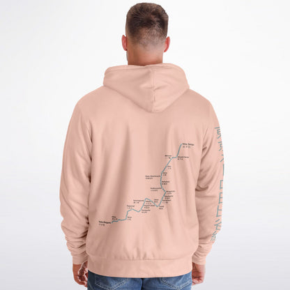 Hibiya Line Pink and Grey Hoodie Microfleece Ziphoodie