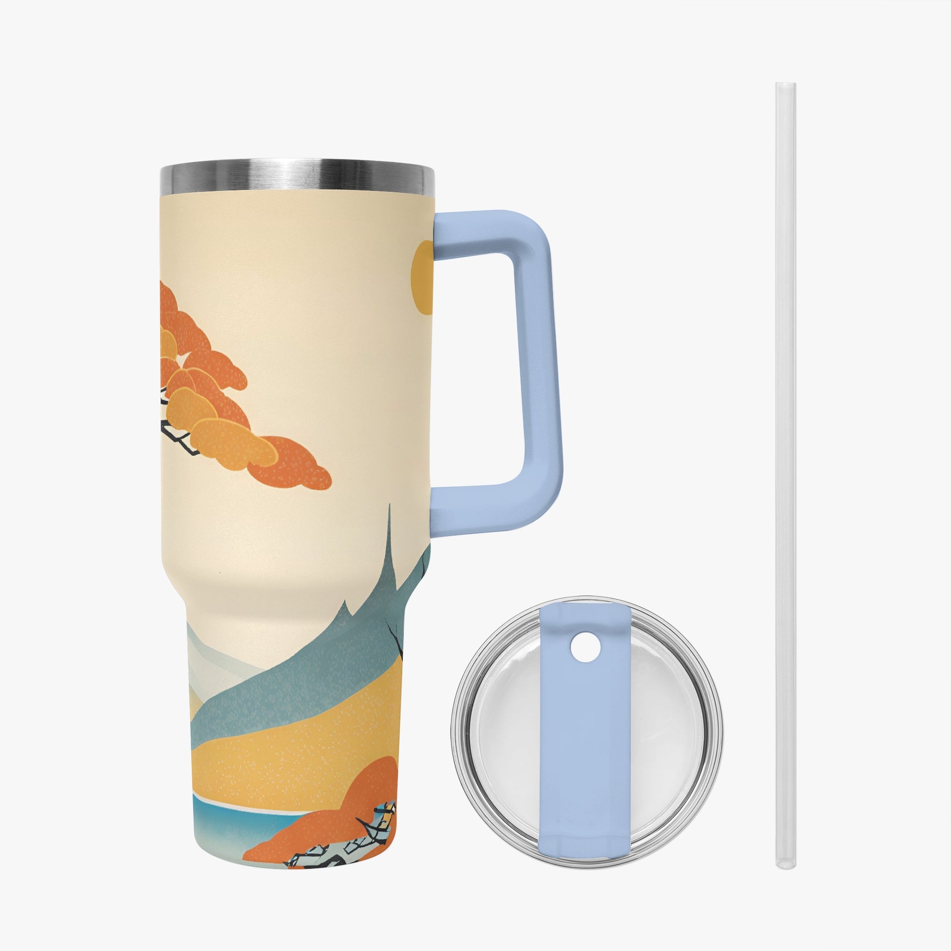 Autumn Majesty Tumbler Cup light blue Handle