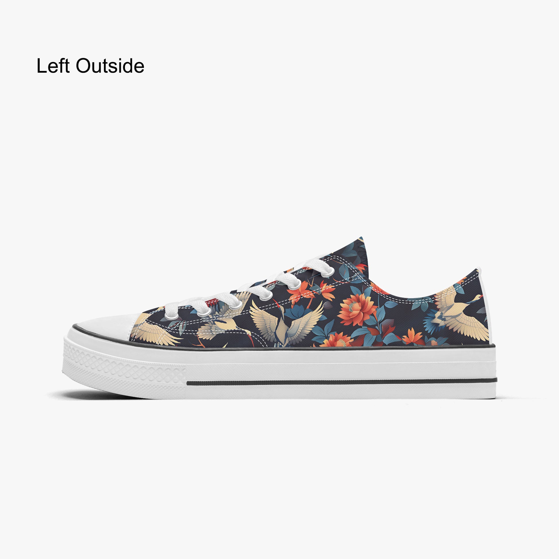 Floral patterned sneaker on a white background