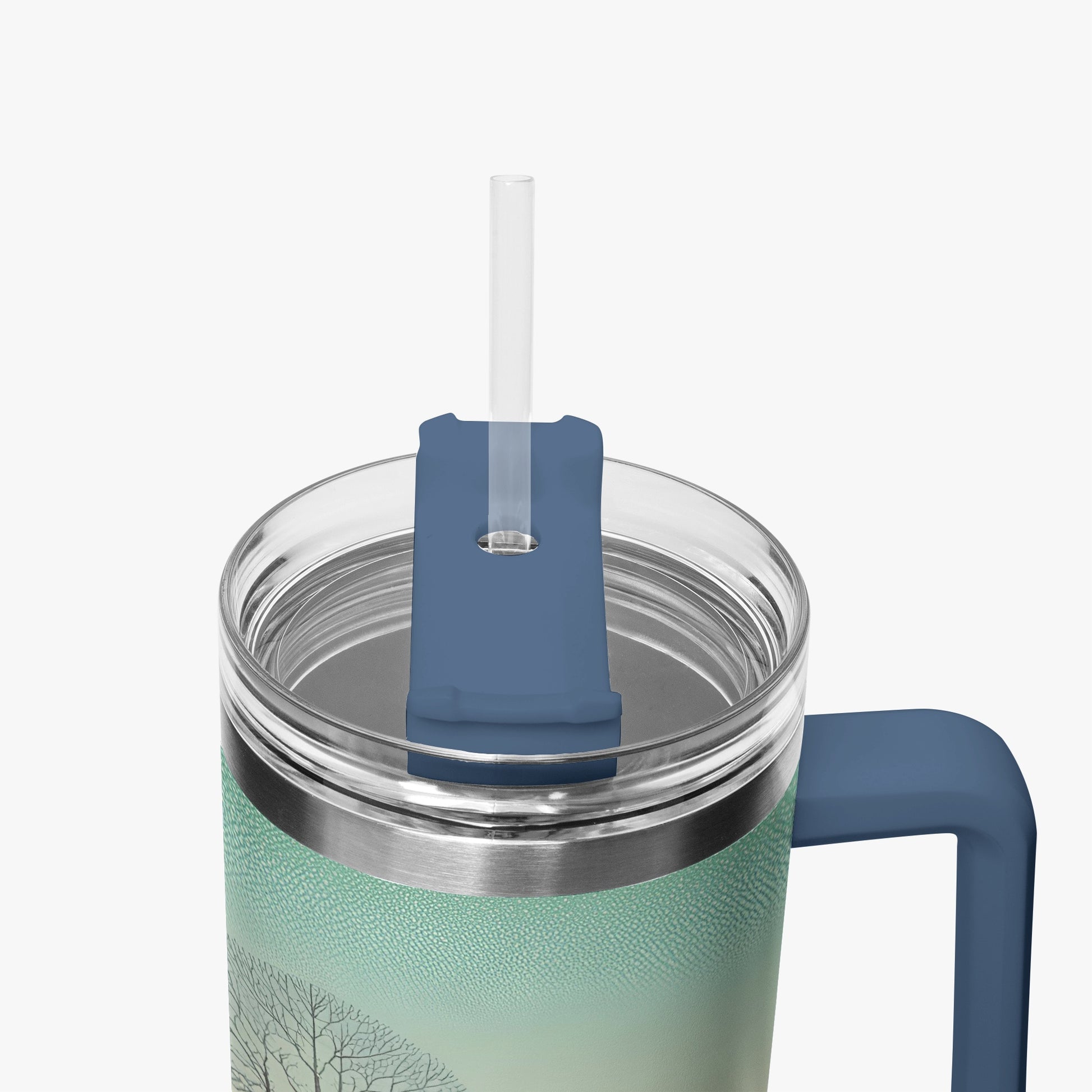 Winter's Solitude Tumbler Cup blue Handle