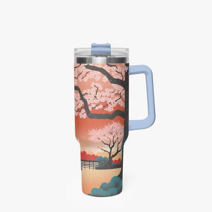 Springtime Serenity Tumbler Cup light blue Handle