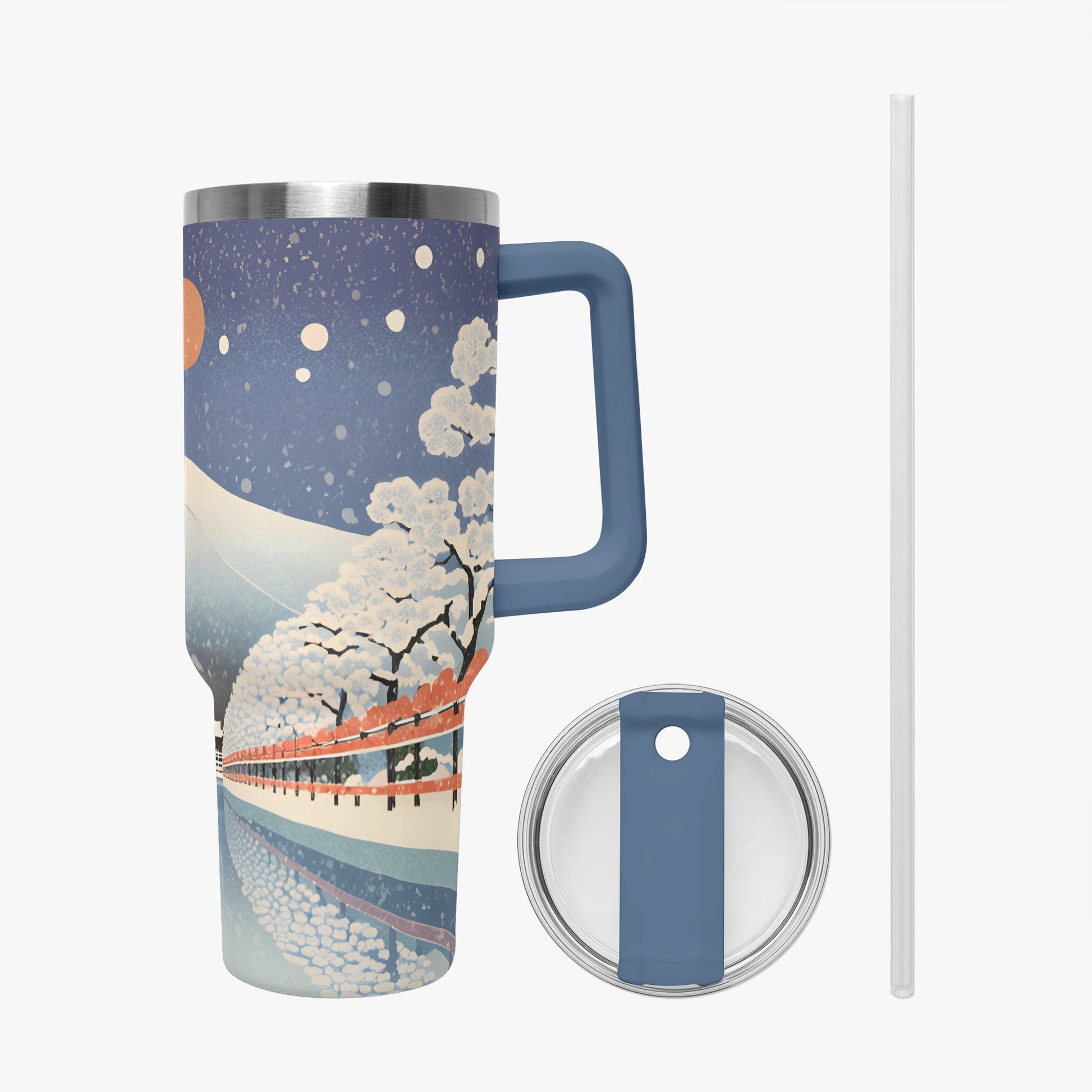 Winter Serenity Tumbler Cup Blue Handle