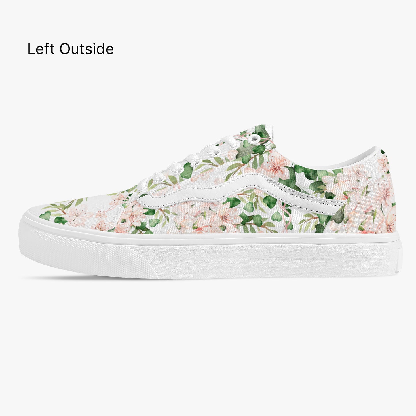 Floral-patterned sneaker on a white background