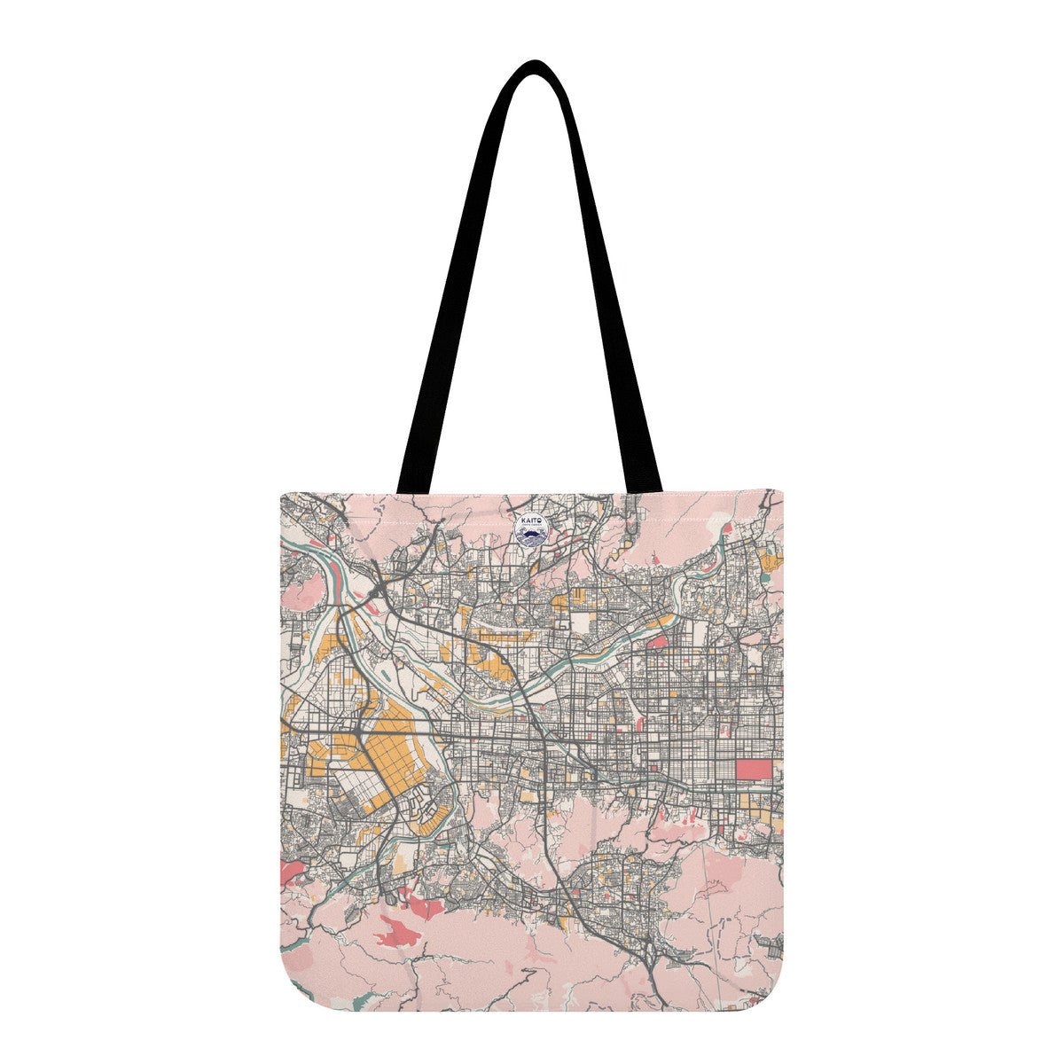 Pastel Kyoto Pink and Yellow Map Tote Bag - 