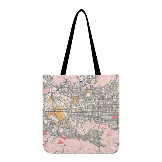 Pastel Kyoto Pink and Yellow Map Tote Bag - 