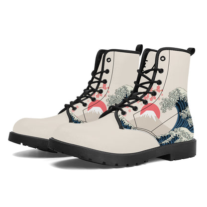 The Great Wave and Sakura Vegan Leather Boots