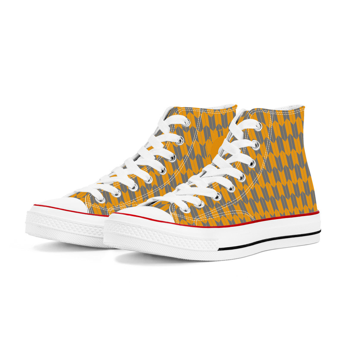 Ginza Line High Top Canvas Shoes - Grey and Yellow-Orange